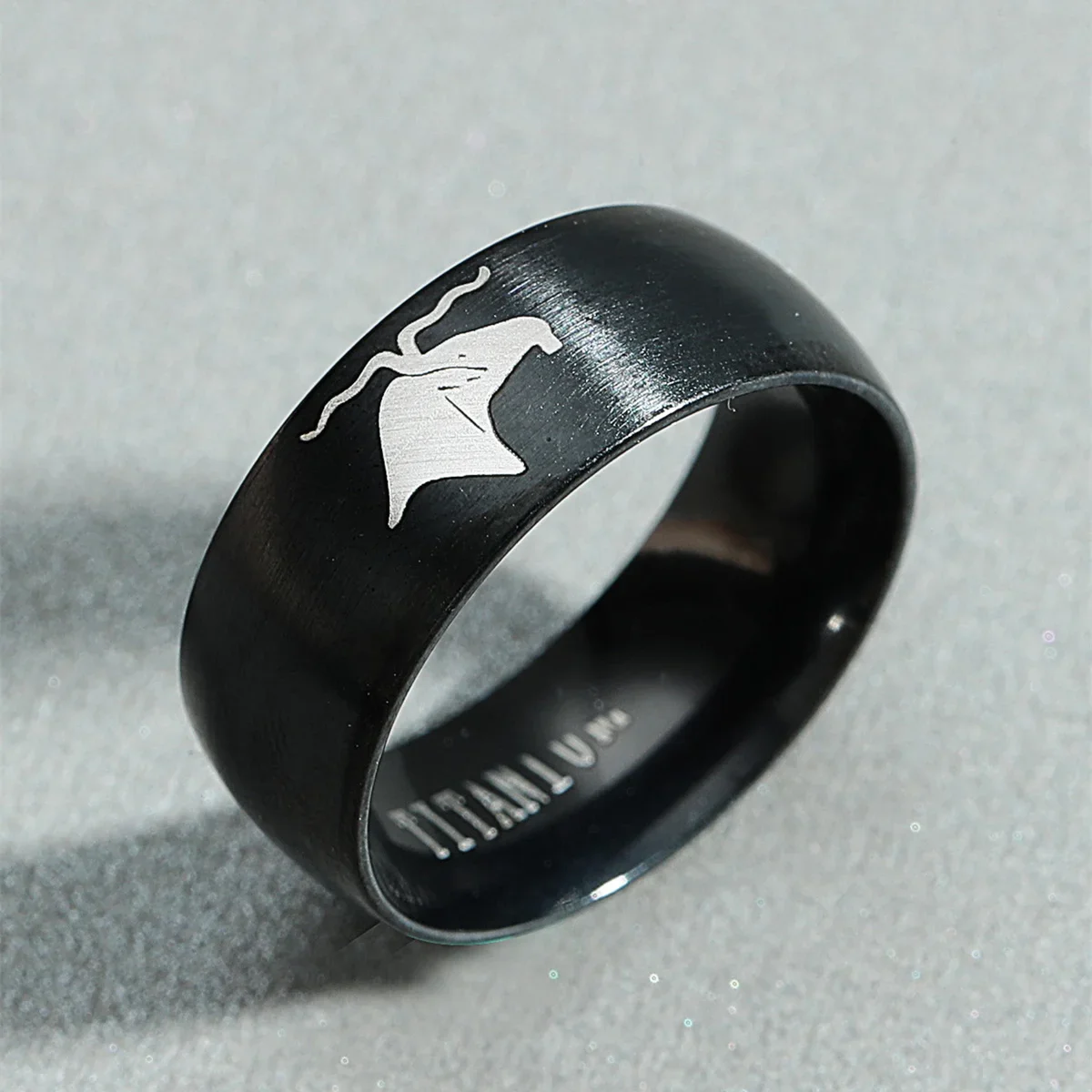 8mm Attack on Titan Black sliver Stainless Steel Ring Wings Of Liberty Flag Finger Rings For Men Women Jewelry Anime Fans