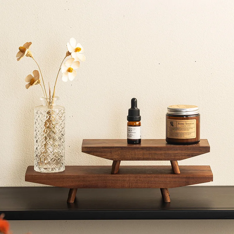 Acacia Wood Risers for Decor Display,Counter Decorative Tray, Soap Dish Risers, Pedestal Stand for Candle,Plant, Counter Decor