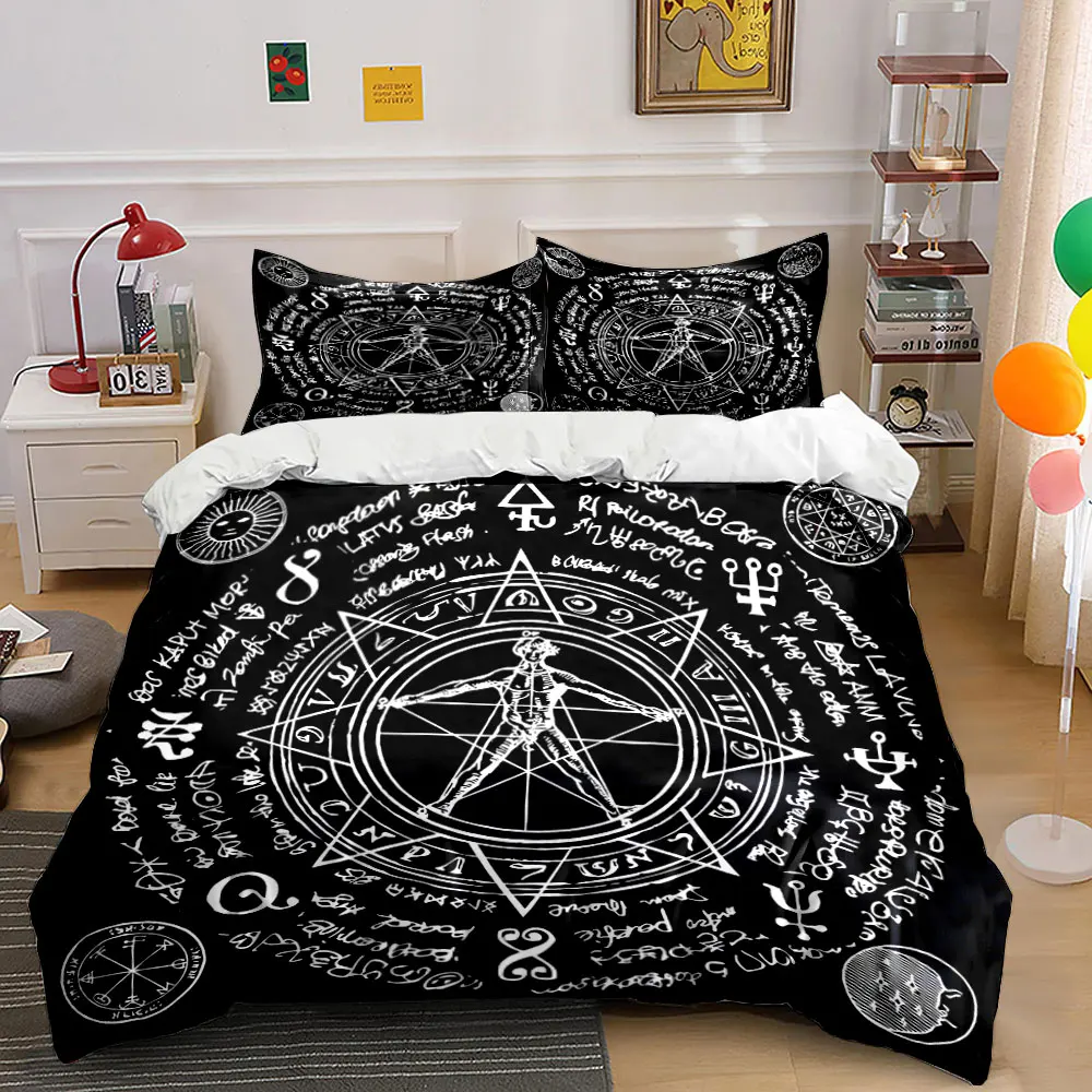 Mysterious Symbols and Human Diagram Print Soft Comfortable Duvet Cover Bedding Set Included 1*Duvet Cover  2*Pillowcases