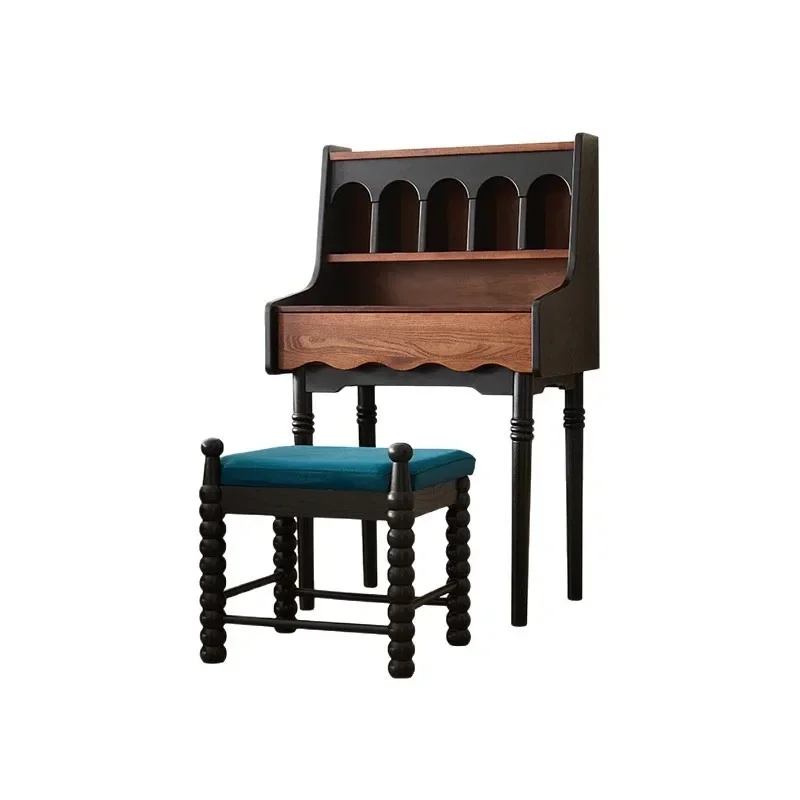 

French retro solid wood dresser, bedroom storage makeup table, American small apartment bedside medium