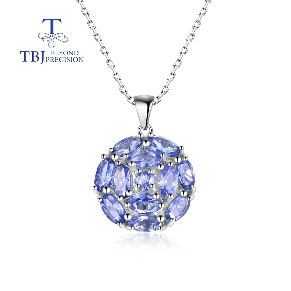 Suitable for daily wear natural blue Tanzanite women's pendant necklace simple light luxury gems 925 sterling silver gift