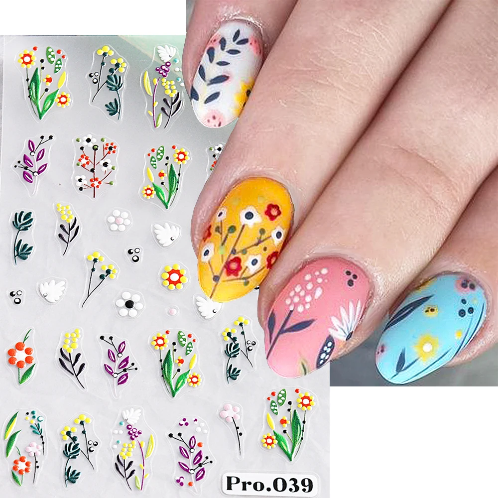 Colorful Summer Flower Nail Stickers Cactus Parrot Birds Nail Art Decals Spring Deco Floral Leaf Slider Manicure Tattoo GLPRO-39