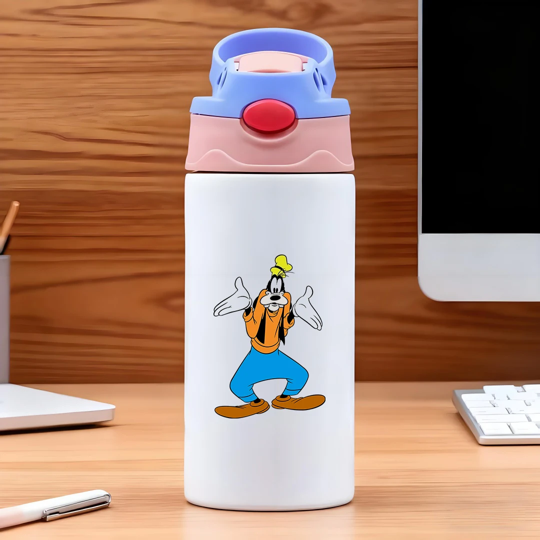 

Disney Goofy cartoon character 304 stainless steel cartoon straw cup kids water bottle New Year gift