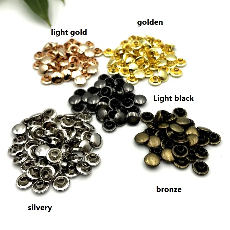 100Sets 5-12mm Double Cap Rivets Stud Round Nail Rivet For Leathercraft Accessories Repair Shoes Bag Belt Clothing Garment