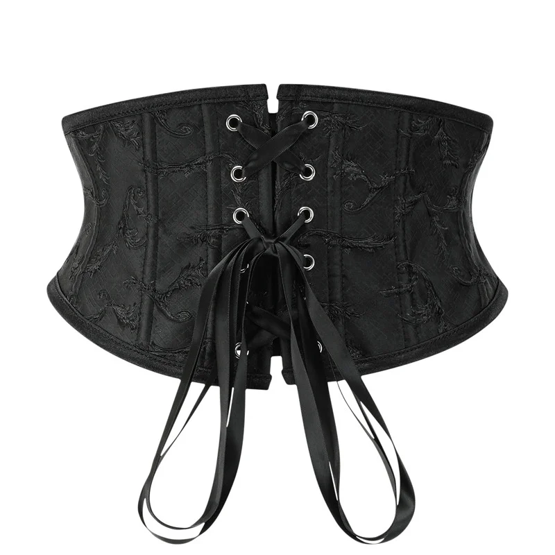 Women Underbust Corsets Short Torso Waist Trainer Slimming Belt Sexy Lace Up Body Shaper Bustiers Black White