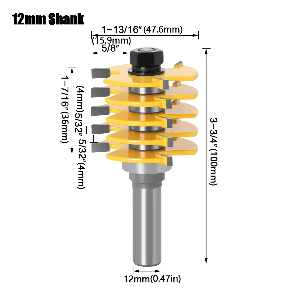 1pc Box Joint Router Bit - Adjustable 5 Blade - 3 Flute - 8\