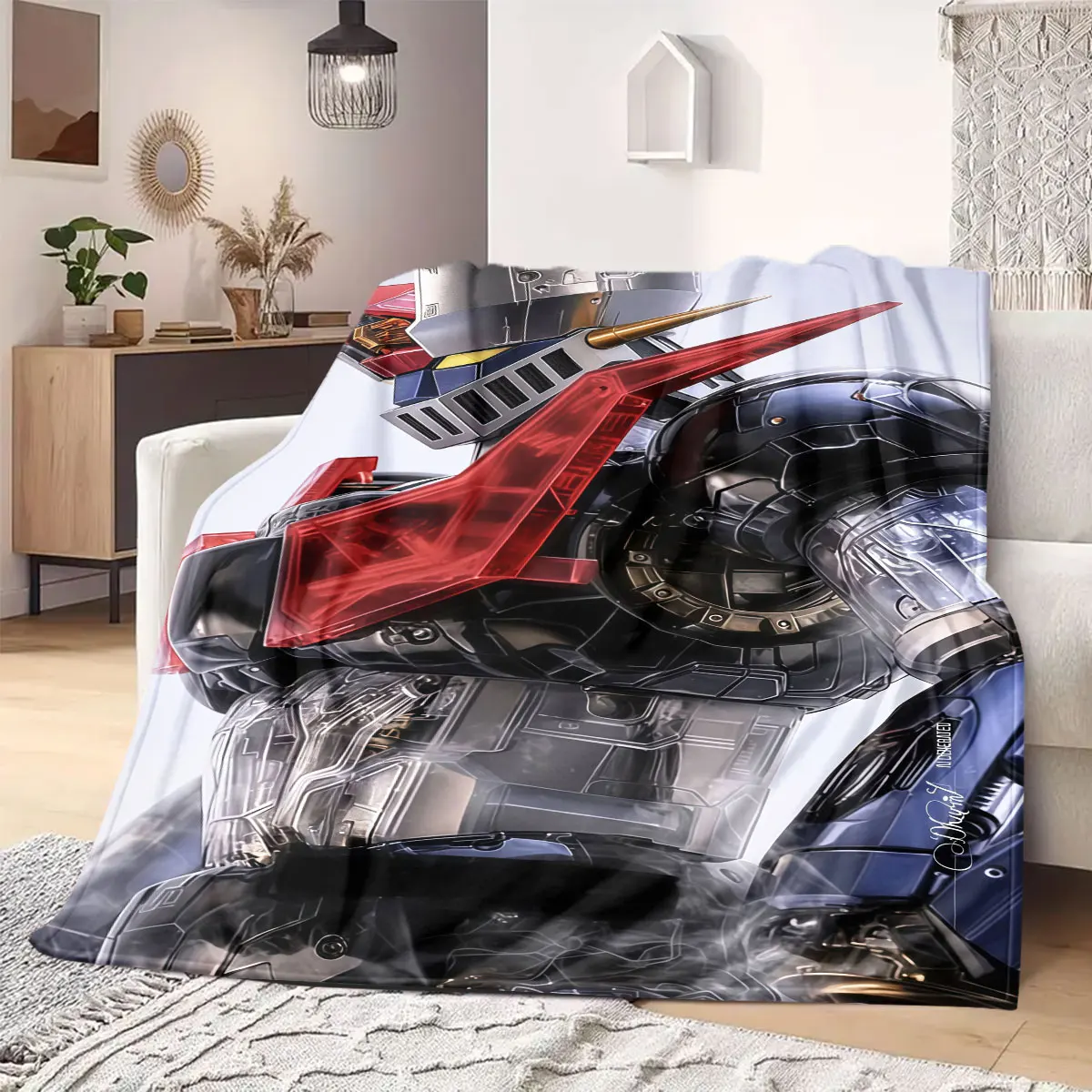 Luminous Gundam Flannel Blanket Warm,Comfortable,Suitable for Bedrooms,Sofas,Beds,Chairs,Picnics,Travel