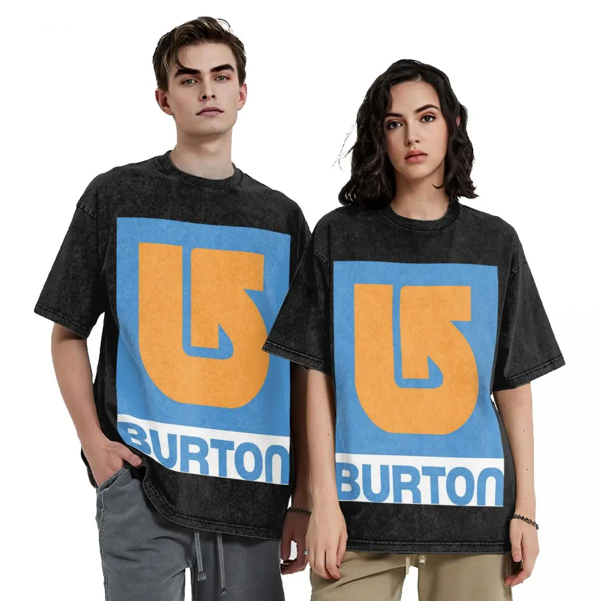 Burton Snowboard Sportive Hip Hop Short Sleeve T-Shirts Washed Tops Tees Streetwear T Shirt Printed for Men woman