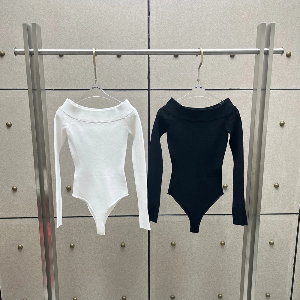 Women'S Fashion Suit - Body Feminino de Tricô Ombro a