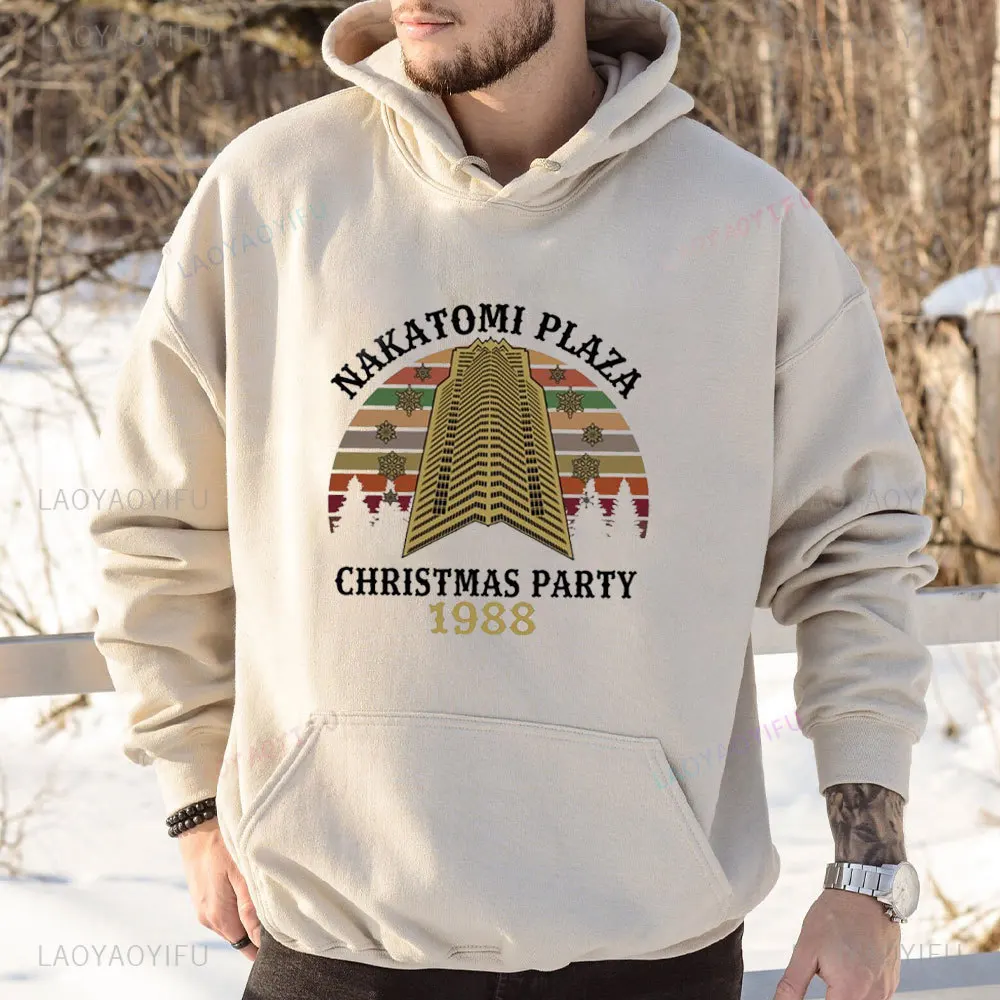 Nakatomi Plaza Weihnachtsfeier 1988, Weihnachtsfeier, Retro-Vintage-Herren-Kapuzenpullover, neues warmes Weihnachts-Sweatshirt für Herren und Damen im Herbst