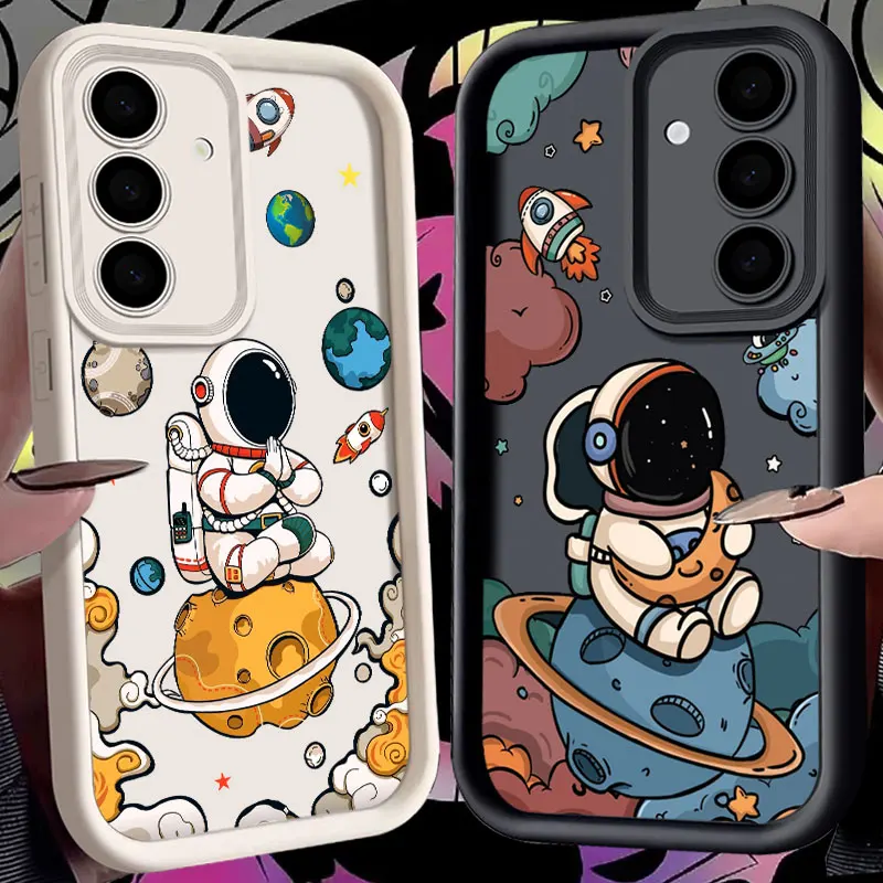 

Spaceman Phone Case For Samsung S26 S25 S24 S23 S21 S20 Ultra Cute Astronaut Planet Funda For Galaxy S25 S24 FE S26 Plus Cover
