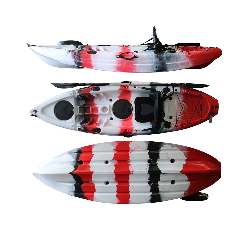 9FT Single Person Sit-On-Top HDPE Durable Lightweight Eco-Friendly Paddle Canoe Kayak for Water Sports & River Fishing