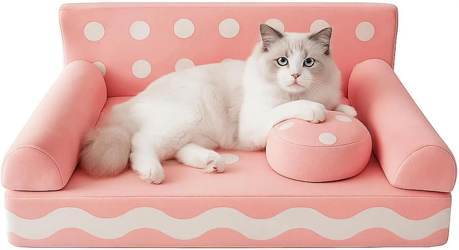 

Cookie-Shaped Cat & Dog Couch – Soft Pillow, Supportive Sofa with Removable Cover – 24" Cute Pet Bed