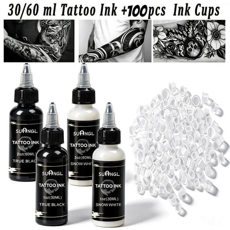 White Toner Transfer Paper - SUANGL Tattoo-Tinten-Set Schwarz Weiß 1,01/2,03oz mit