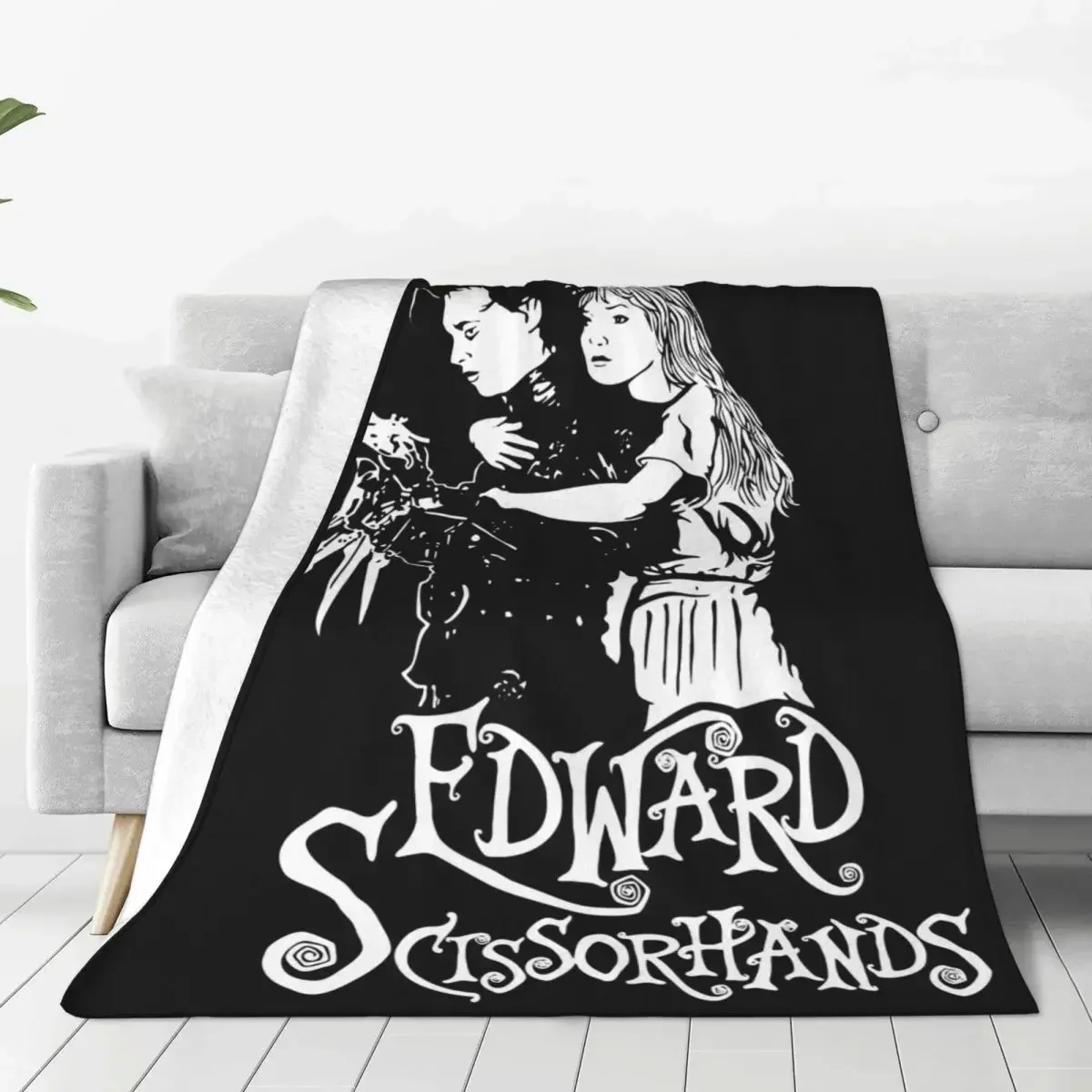 Edward Scissorhands White Blankets Flannel Ultra-Soft Throw Blankets for Home Couch Bed Rug