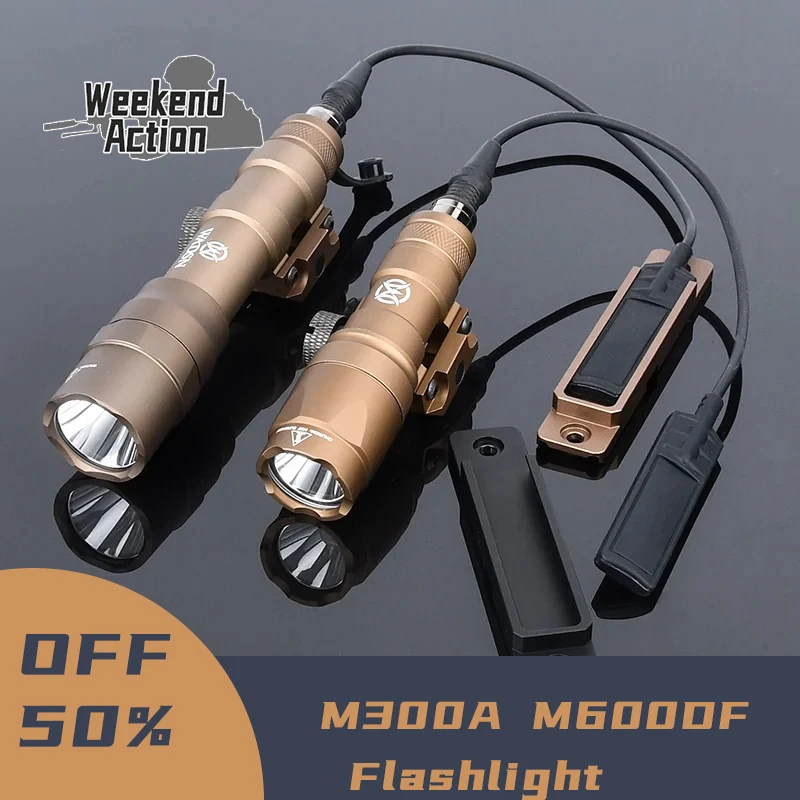 Tactical M600 M300 M600DF M300A Flashlight White Light Metal Tail Switch Card Slot Fit M-Lok Keymod Rail Hunting Weapon Lamp