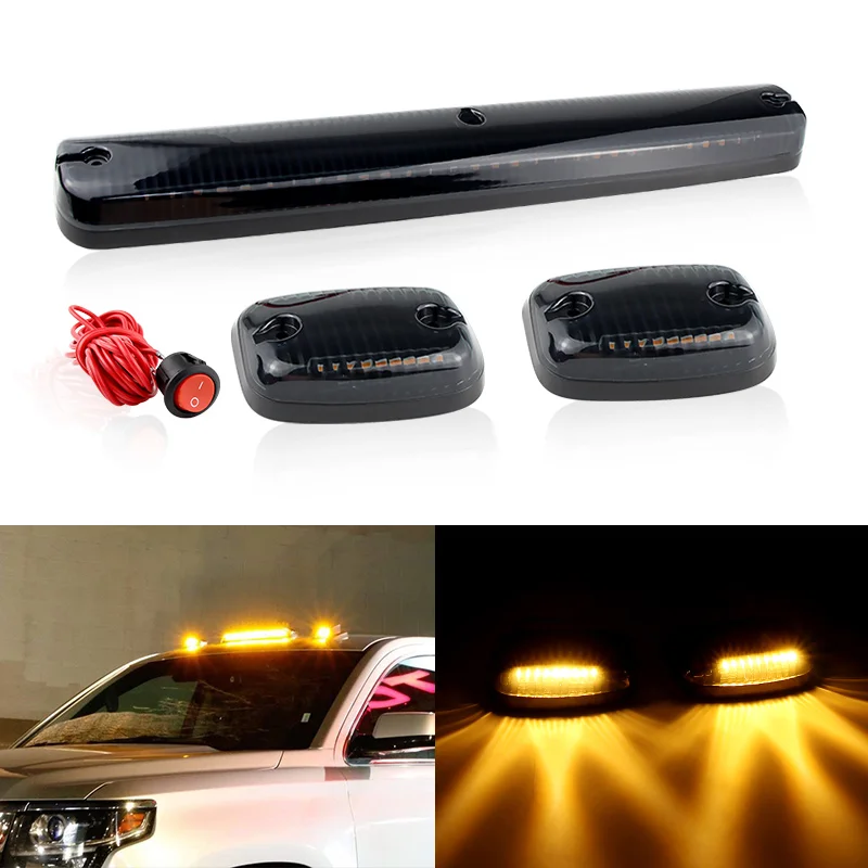 LED Roof Safety Marker Lights Warning Lamp Amber Light Fit For Chevy Silverado GMC Sierra Pickup truck Car Accessories