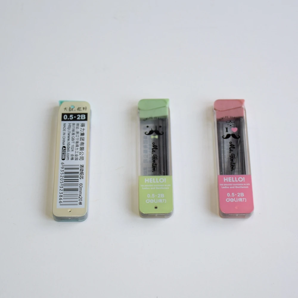 20PCS Deli A32386 2B Mechanical Pencil Leads 0.5x60mm Replacement Cartridge for Writing And Drawing