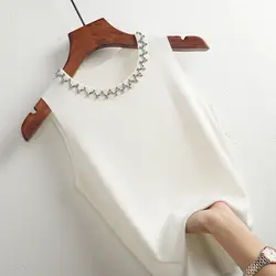 Ice Silk Suspender Vest For Female In Summer, White Knitted Base Coat 2022 Slim Fitting Short Sleeveless Outer Wear Top