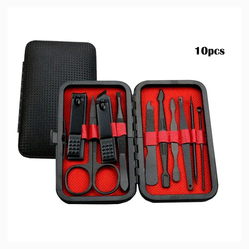 7/10/18Pcs Edelstahl Nagel Clippers Schwarz Nagel Clippers Set Nagel Schere Schönheit Maniküre Maniküre Pediküre Werkzeuge