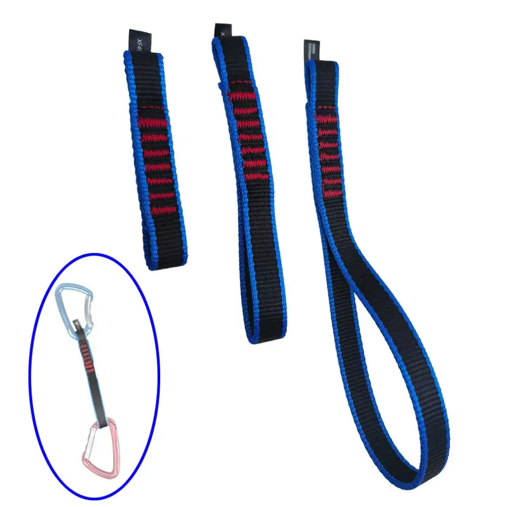 22KN Climb Quickdraw Runner Polyester Webbing Open Loop Rigging Quick draw Connector Rescue Mountaineering Fall Protection Sling