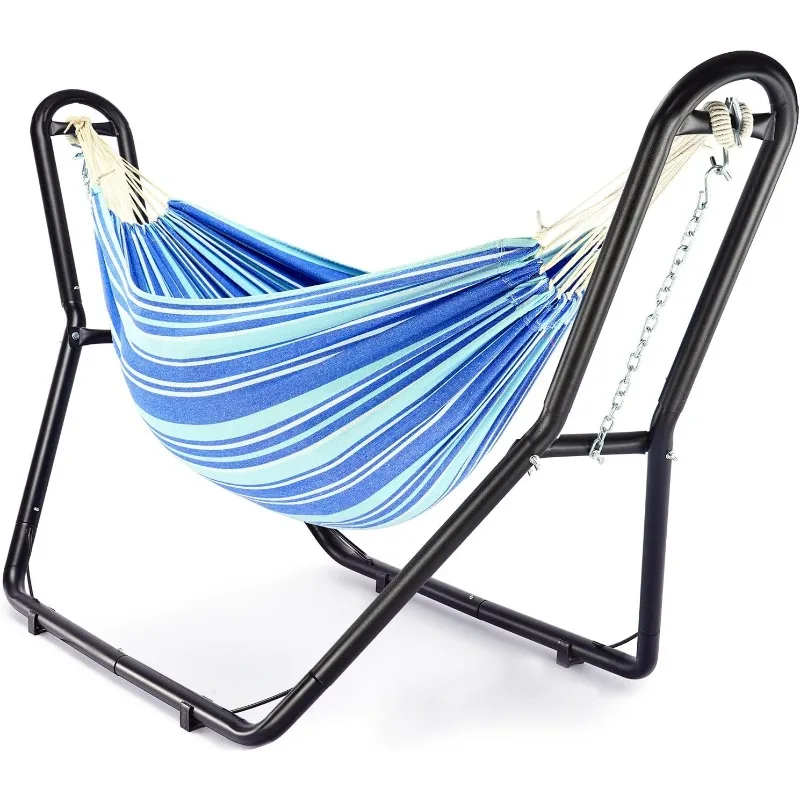 

Zupapa Hammock with Stand 2 Person, Upgraded Steel Hammock Frame and Polycotton Hammock, 550LBS Capacity for Indoor Outdoor