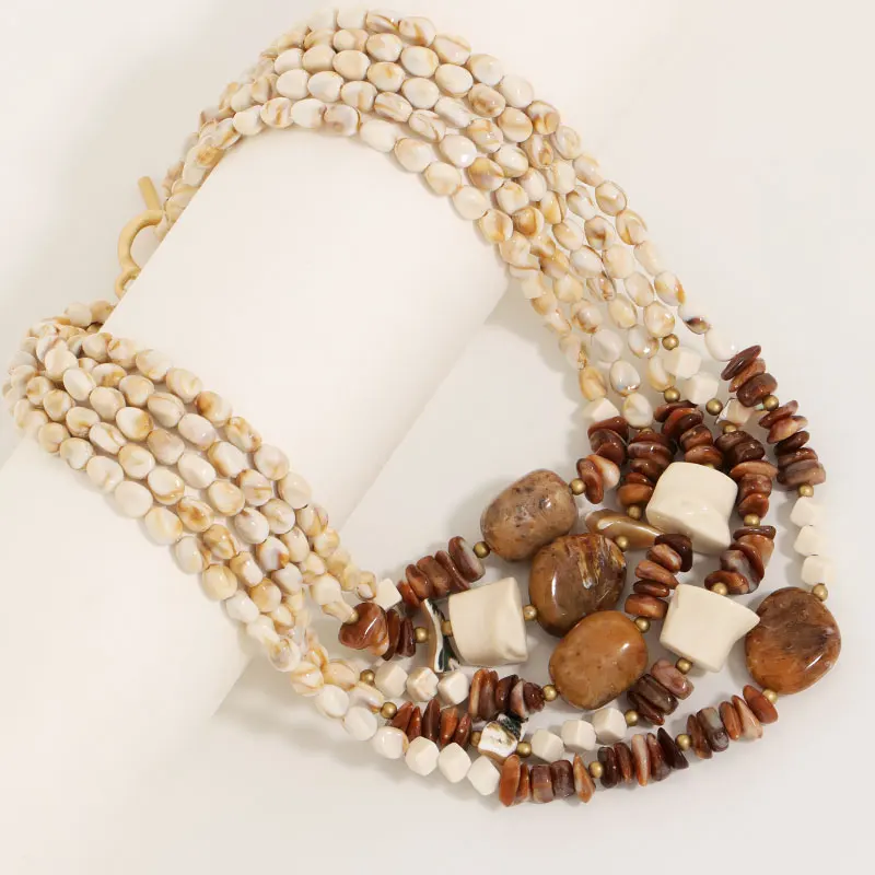 Statement-Halskette mit übertriebenen mehrschichtigen Perlen, handgefertigt für Damen, Hochzeit, Party, Schmuck – Detail 2