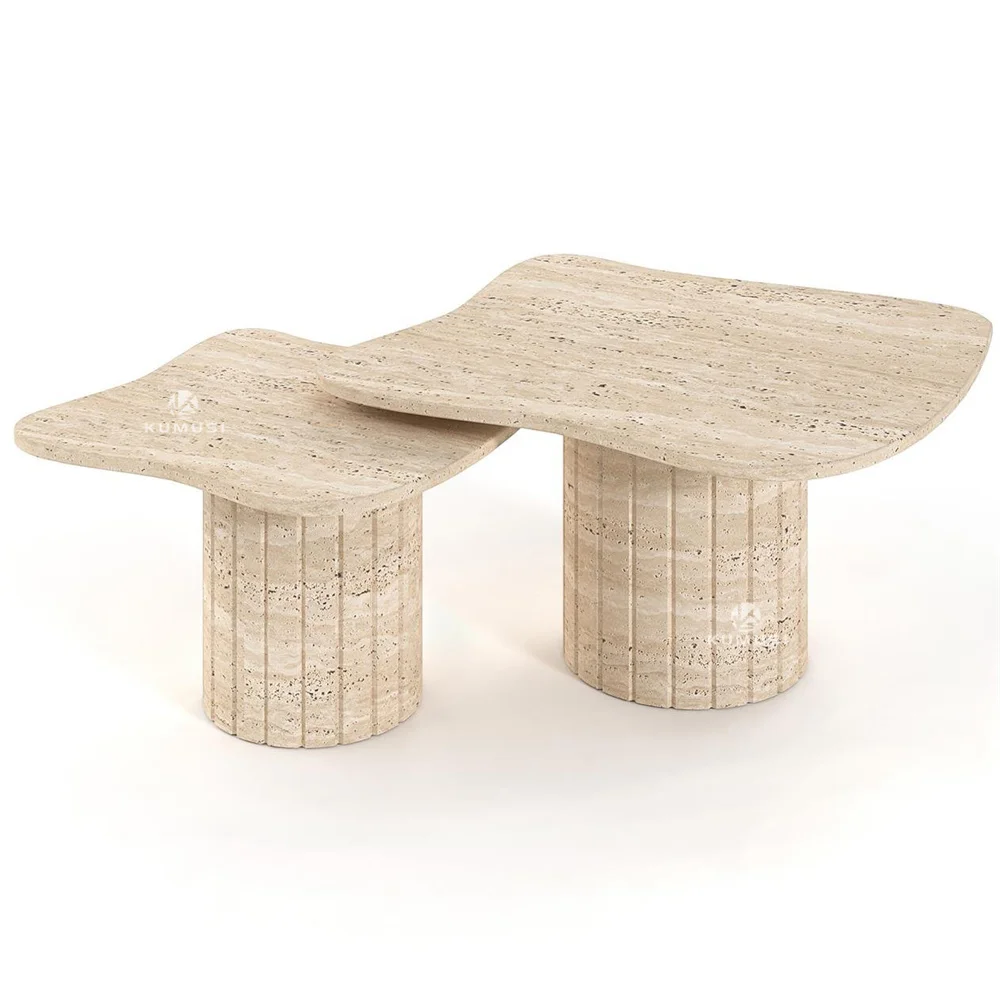 &d High Low Splicing Combination Art Creative Design Side Table Retro Style Beige Corner Table