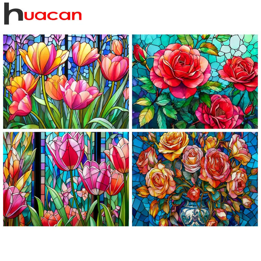 Huacan Vollquadrat Rundbohrer Diamantgemälde Rose Sternenhimmel Diamant Mosaik Landschaftskunst Dekorative Gemälde