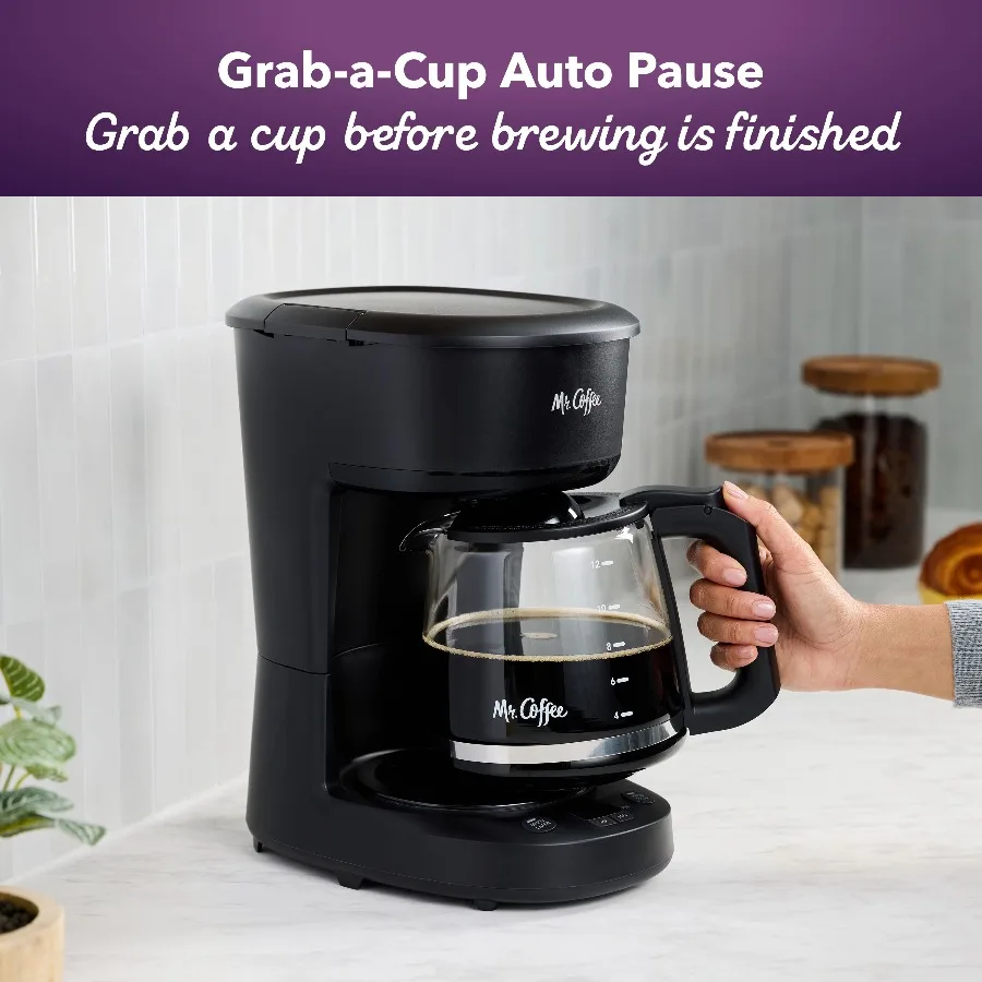 Mr. Coffee Programmable Coffee Maker, 12-Cup Coffee Maker, Black