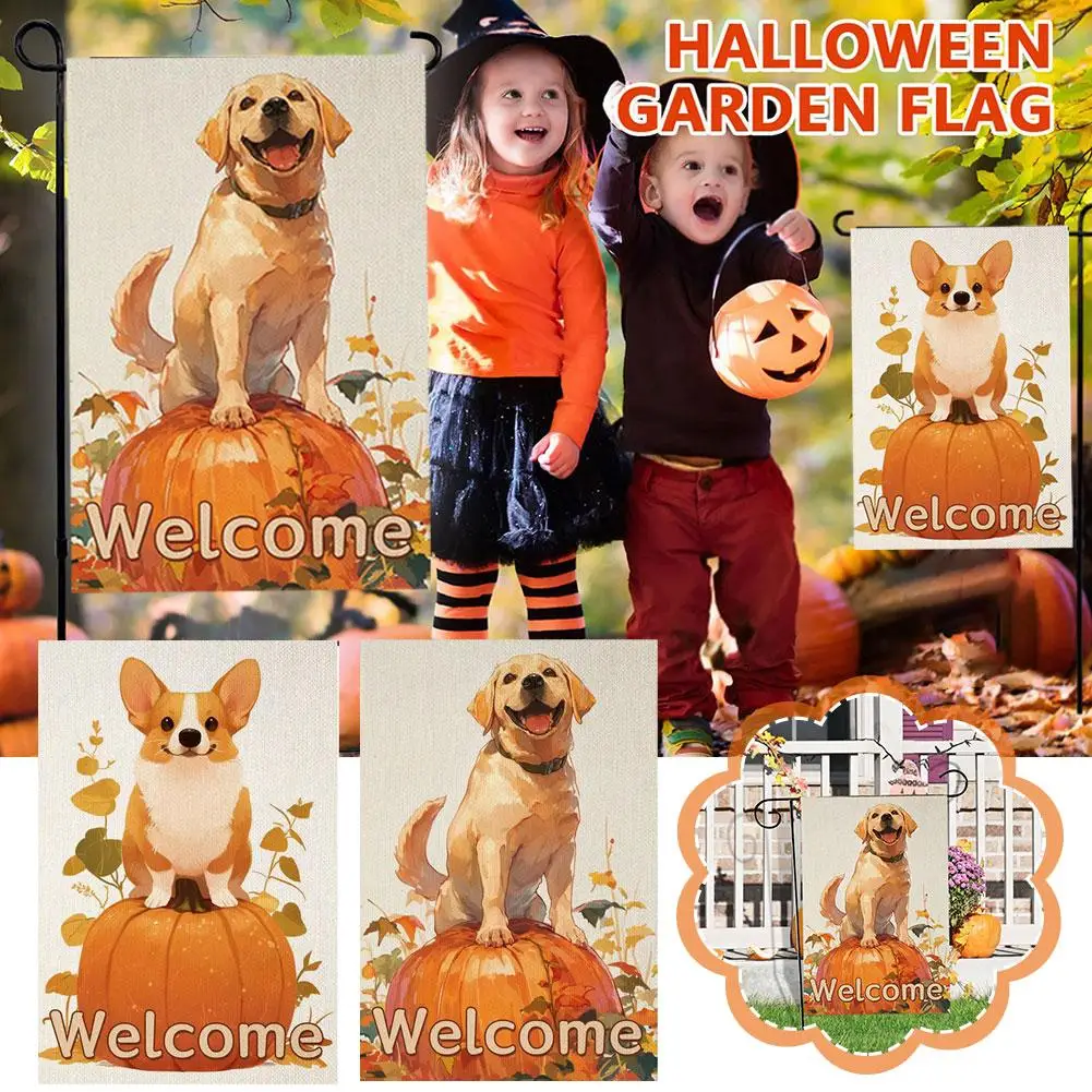 Autumn Thanksgiving Garden Flag Fall Decorations For Home Outdoor Pumpkin Golden Retriever Garden Flag For Outdoor Decor Fa B0V6