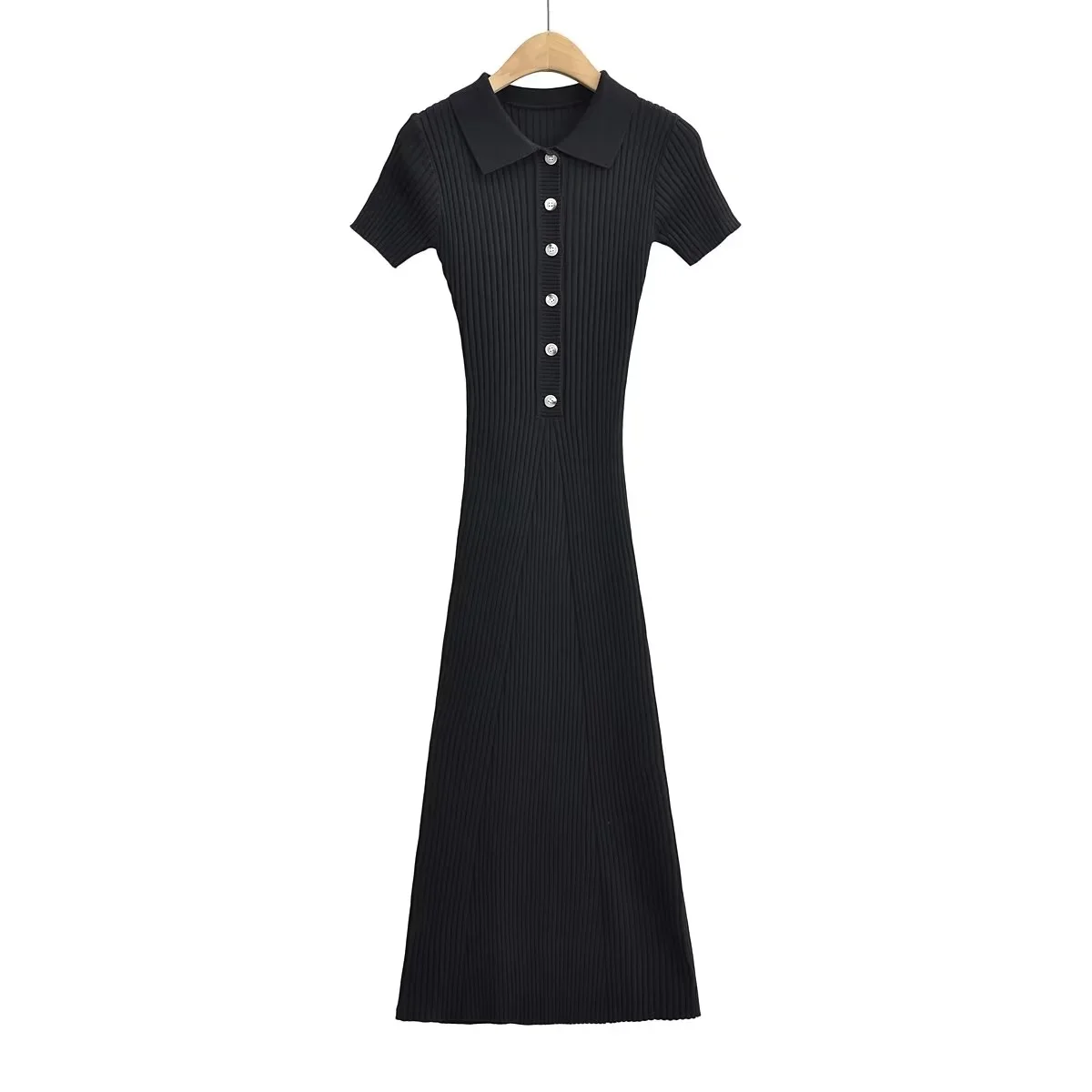 Vestido largo a la moda para mujer, traje negro de alta calidad para verano, novedad de 2024