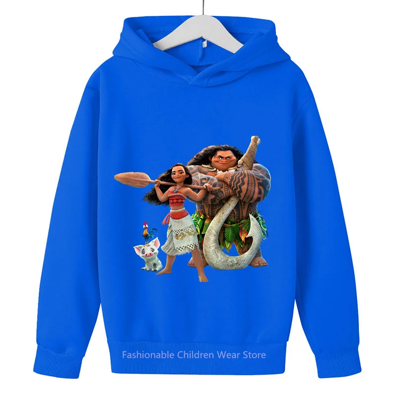 Trendsetting 2024 Disney Moana Hoodie - Cute Ocean-Themed Cartoons, Casual Korean Fashion for Kids' Everyday Adventures