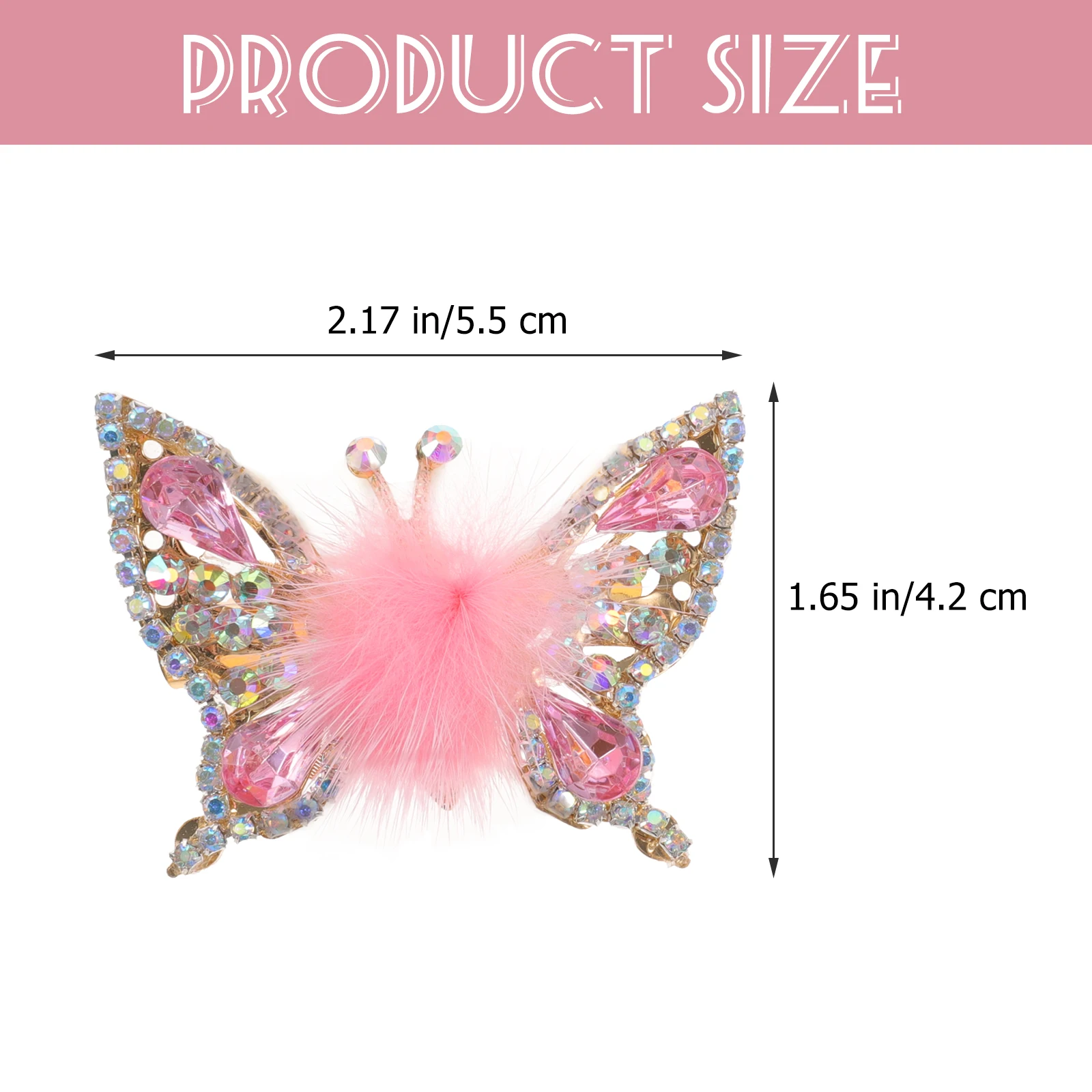 2 قطعة مقاطع حجر الراين المعادن فراشة مشبك شعر مقاطع الشعر للفتيات 8 12 مجنح الفتيات الأطفال الفانيلا دبابيس الشعر اكسسوارات #6