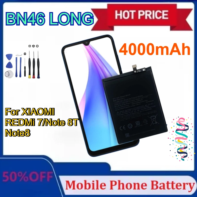 

Новый аккумулятор мобильного телефона BN46 Long 3,85 В 4000 мАч для XIAOMI REDMi 7/Note 8T/Note8 аккумулятор с инструментами