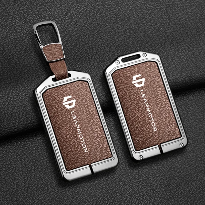 Car Accessories NFC Card Zinc Alloy Leather Key Cover Case Holder Chain For Leapmotor C16 C10 C11 B10 Smart Key Protector Shell