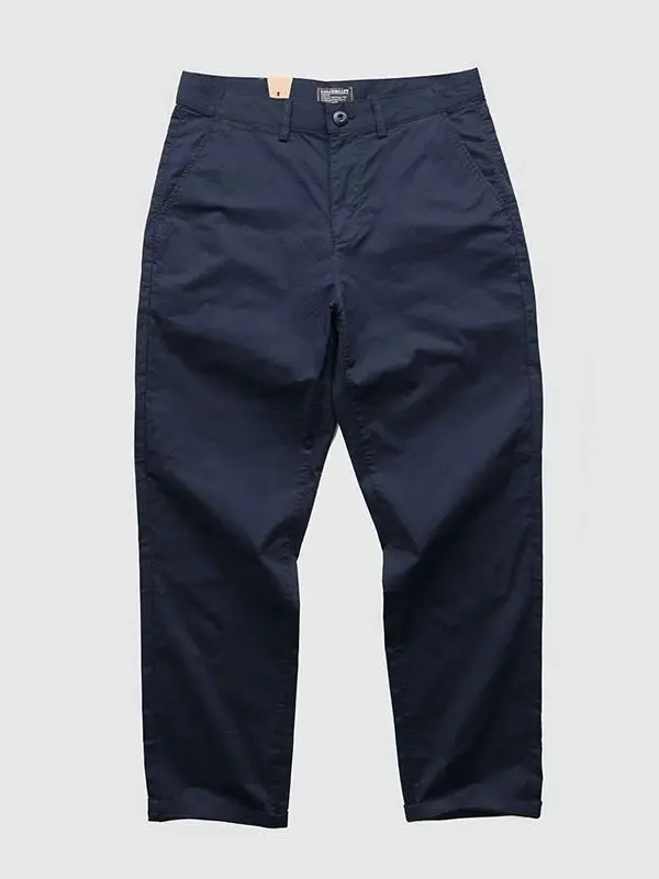 

Осенние мужские повседневные брюки из чистого хлопка, свободные, эластичные, прямого кроя, длиной 7/8, дышащие, удобные, модные, рабочие брюки