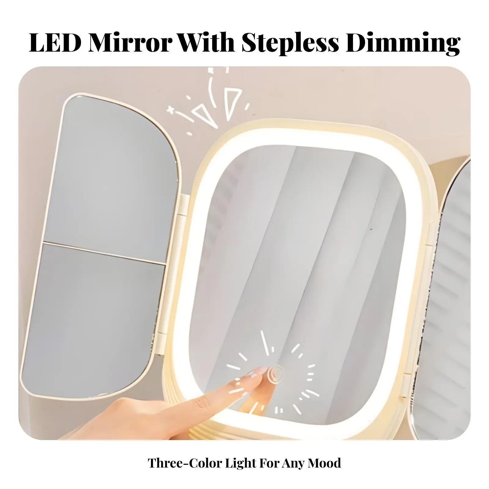 

Складное косметическое зеркало с подсветкой, портативное и легкое, с подставкой-органайзером, вращающееся