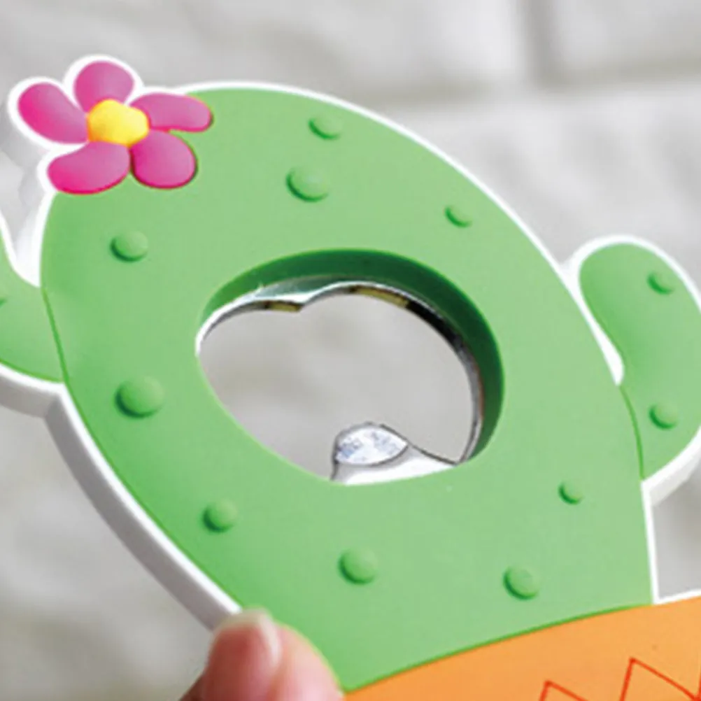 Magnetic Cactus Bottle Opener Fridge Decor Sticker Set Non Scratch Strong Hold for Refrigerators Offices Metal Surfaces Lid