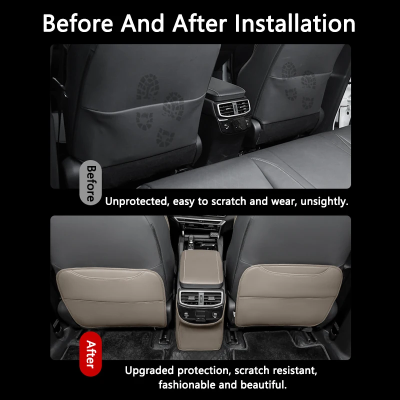 QHCP Car Seat Anti-Kick Mat Leather Rear Air Outlet Anti-kick Mat Seat Anti kick Pad Fits For Lexus RX 2023 Interior Accessories