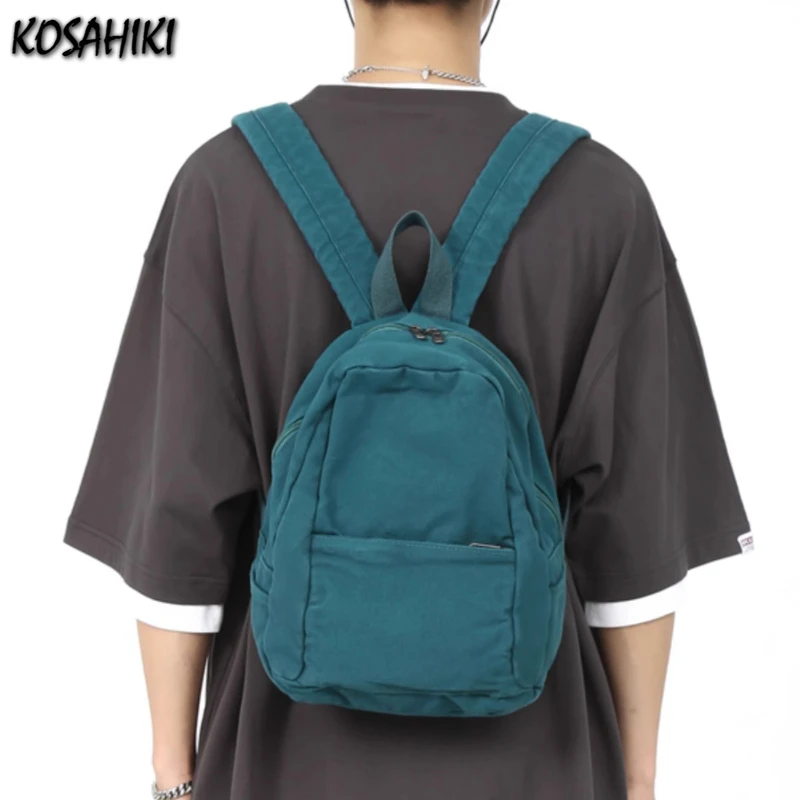 

Korean Vintage Solid Casual Backpacks Y2k Aesthetic Vintage All Match Simple Schoolbags Students Trendy Travel Backpack Women