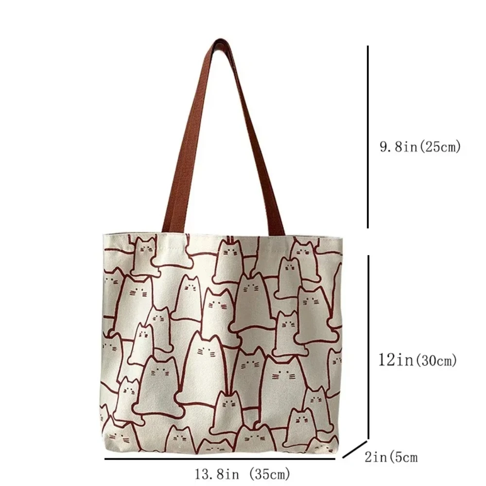 Borse di tela borsa per le donne Shopper Cute Cat Tote Bag con cerniera Designer Bag stile giapponese Cartoon piccole borse a tracolla 1 pz