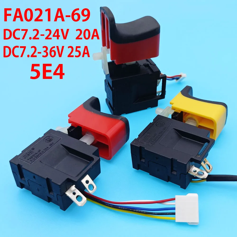 1pcs FA021A-69 Switch 5 Wire DC7.2-24V 20A 25A Electric Drill Trigger Switch Power Tool Speed Control Switch Connection Adapter
