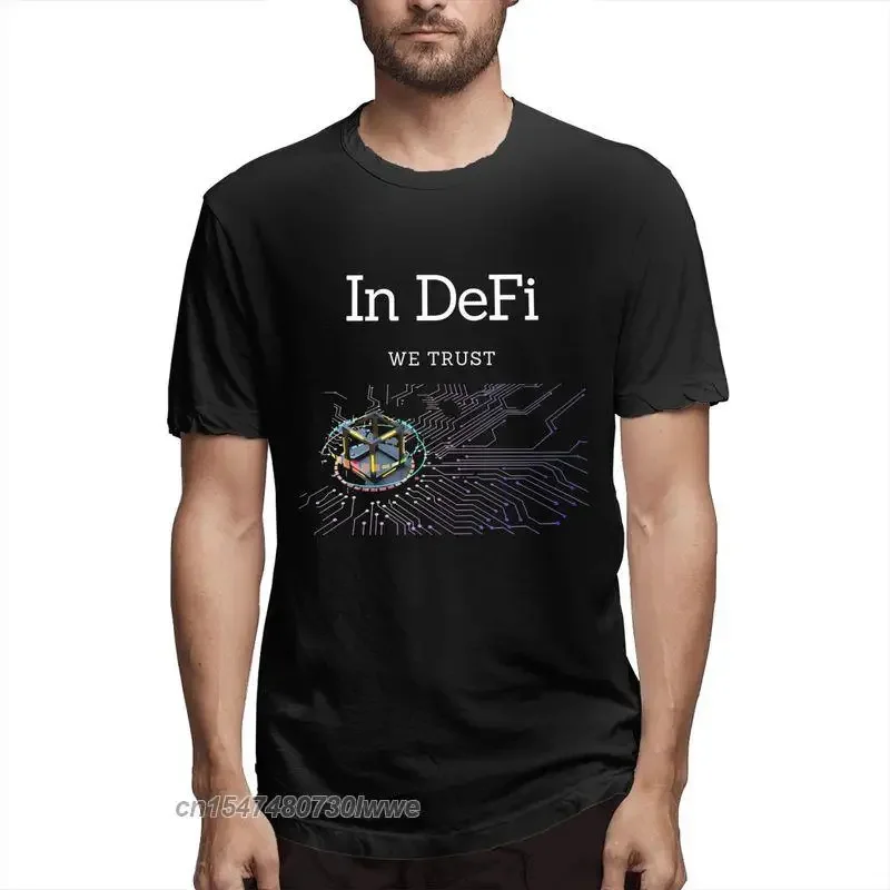 In Defi We Trust Men's Funny Tee Shirt O Neck T-Shirt Pure Cotton Standard Size European Clothes Clothes