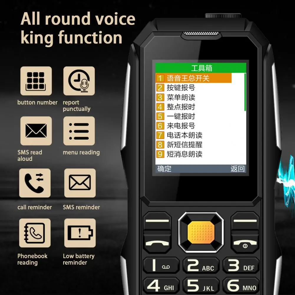 Senior Phone Dual Card Slot Strong Flashlight Long Standby Time Voice Calls Multifunctional Large Button Mini Cell Phone