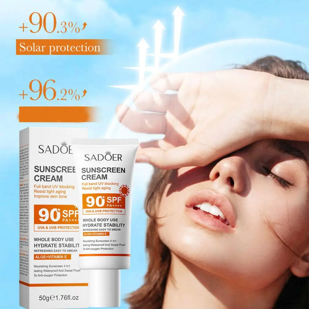 Crema de protección solar con FPS 90 ++, protección hidratante para la piel, previene el cuidado de eliminación de manchas solares, 50g, 80g, daño facial, piel O5B8