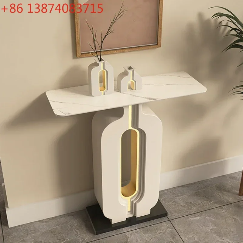 Tables Light Luxury and Simplicity Modern High-End Entrance Cabinet Stone Plate Designer Entrance Door Console