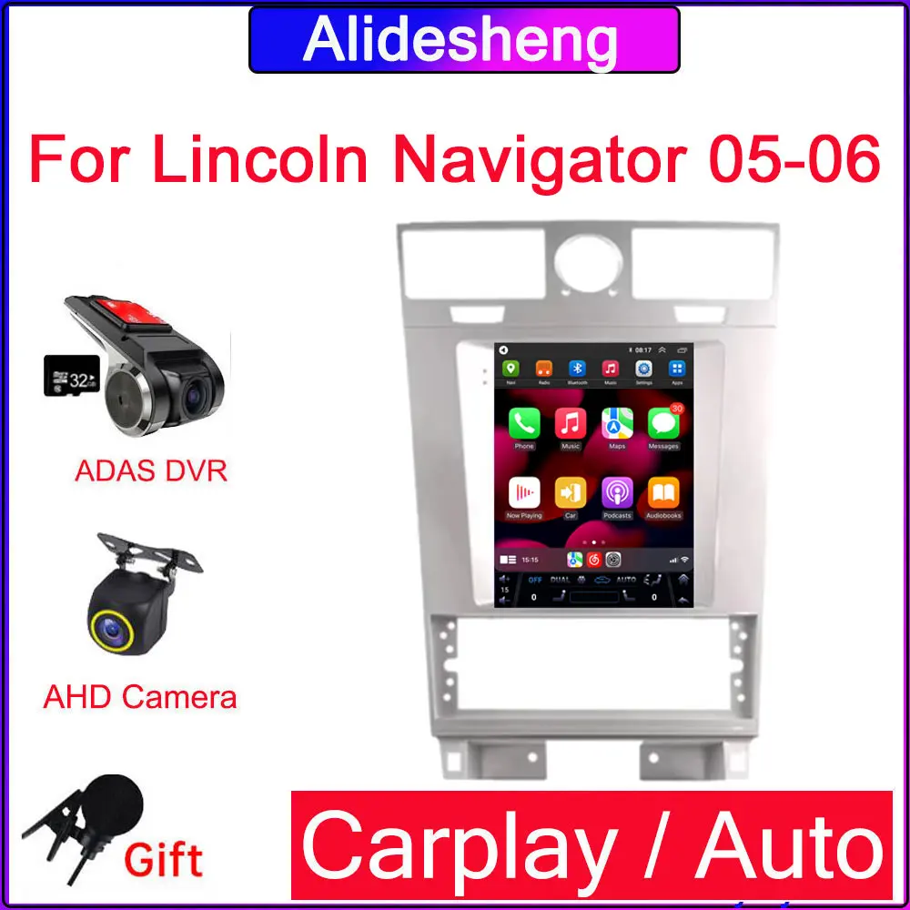 new 128G For Lincoln Navigator 2005 2006 Tesla style Screen Android 14 Carplay Car Radio Multimedia Player Navigation Auto