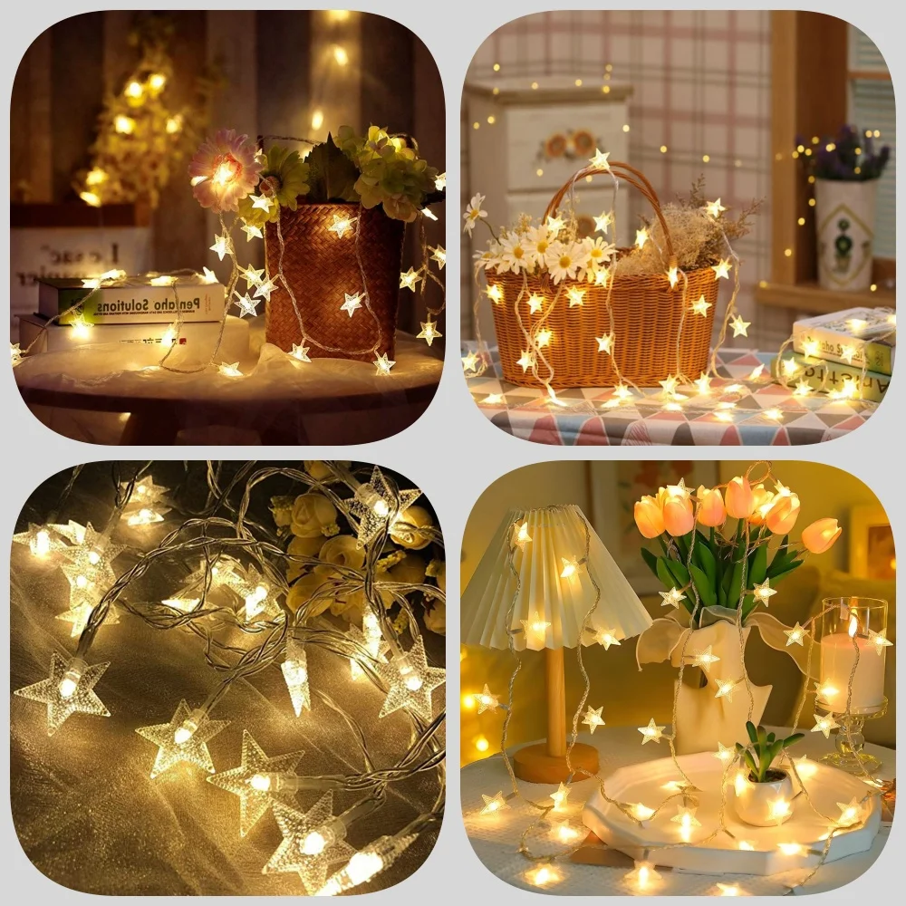 Star Stirng Lights, 3m/6m LED Fairy Twinkle Light USB Powered Warm White for Birthday Party Wedding Christmas Home Decor