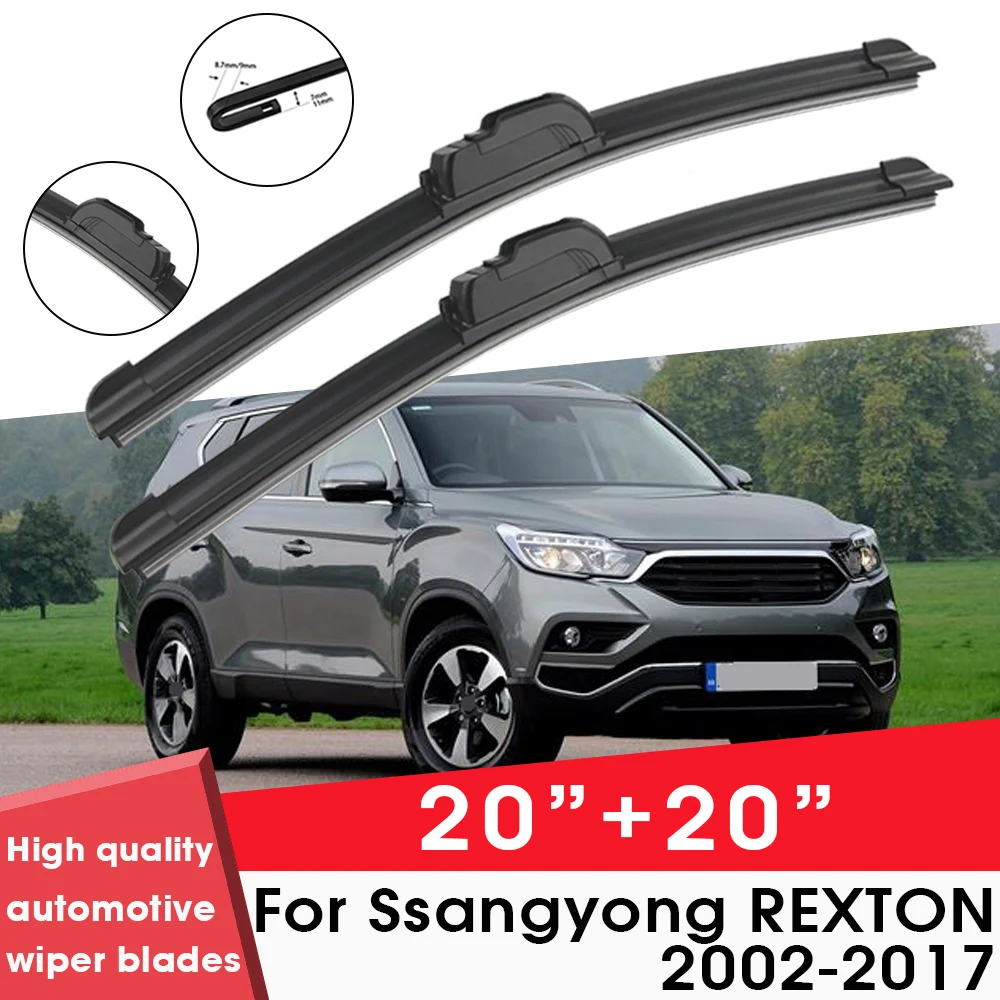 

Car Wiper Blade Blades For Ssangyong REXTON 2002-2017 20"+20" Windshield Windscreen Clean Rubber Silicon Cars Wipers Accessories